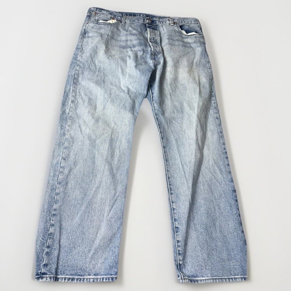 Levi’s 501 Jeans Mens 42x30 Gray Denim Button Fly Straight Leg Cowboy Workwear